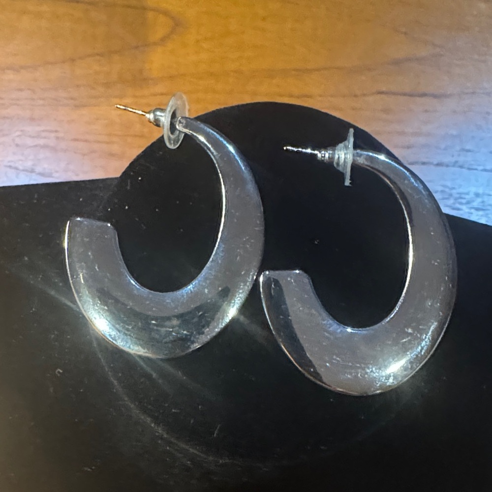 Anthropologie Mod C-Hoop Silver Earrings